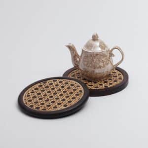 Rosemary Walnut Disc Wicker Trivet