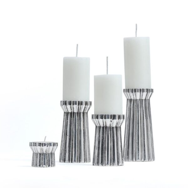 Qutub Silver Candle Stand - set of 4