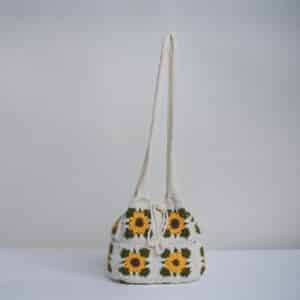 Crochet Sunflower Hand Bag