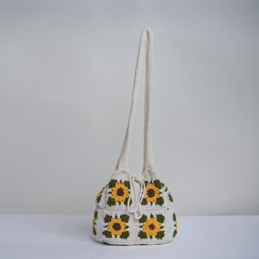 Crochet Sunflower Hand Bag