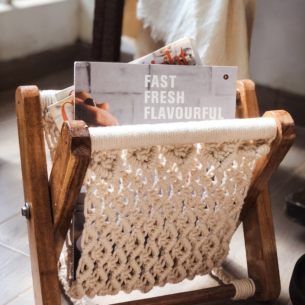 Handcrafted Macrame Magazine Rack Holder